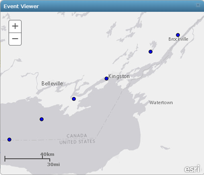 GeoEvents viewed in the Event Viewer GeoEvents viewed in the Event Viewer